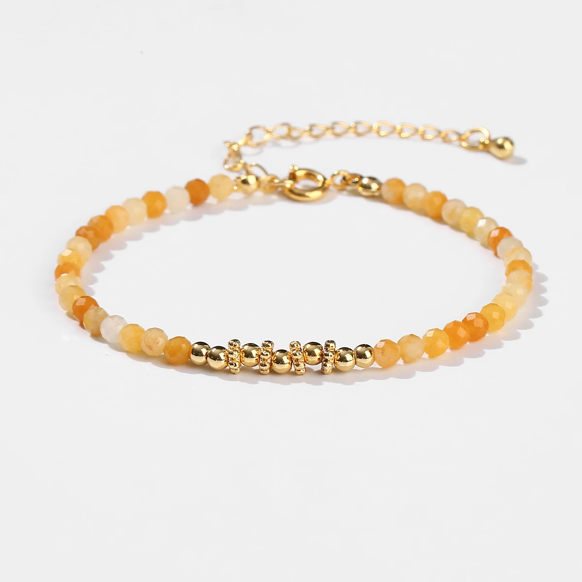 Faceted Natural Stone Beaded Bracelet Women Bohe Style With 18k Gold Plated Stainless Steel Spacer Beads Healing Jewelry Gift - Image 4