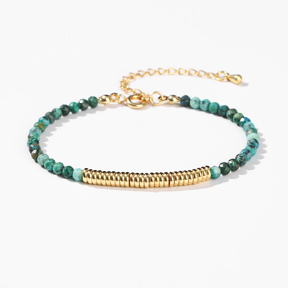 Faceted Natural Stone Beaded Bracelet Women Bohe Style With 18k Gold Plated Stainless Steel Spacer Beads Healing Jewelry Gift