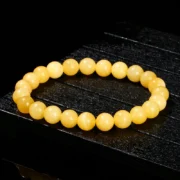 Natural Stone Yellow Jade Round Beaded Bracelet Women Men Fashion Jewelry Stretch Bangles Reiki Healing Jewerly