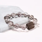 Natural Astrist Smoky Quartz Crystal Ice Obsidian Flower Rectangular Design Bracelet Women Good Lucky Stretch Bangles Balance Jewelry