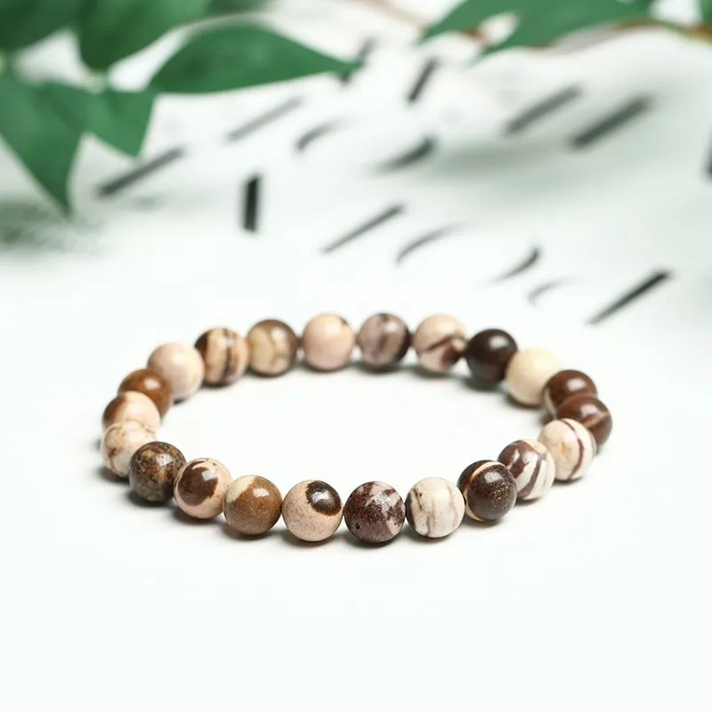 Natural Australia Zebra Stripes Jasper Mineral Stone Bracelets Men Women Vintage Yoga Meditation Strand Bangles Jewelry Gifts