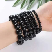 Natural Black Obsidian Stone Bracelet Women Men Promote Blood Circulation Relax Anxiety Strand Beaded Bracelets