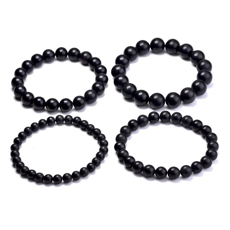Natural Black Shungite Magnetic Graphite Beaded Bracelet Women Men Health Care Minerals Bangles Healing Meditation Jewelry - Image 3
