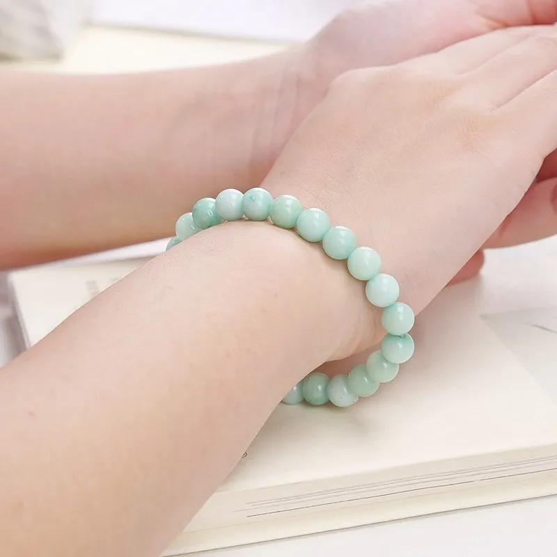 Natural Blue Chalcedony Aquamarine Angelite Amazonite Color Strand Beads Stone Bracelet Smooth Frost Round Loose Bead Bangles - Image 3