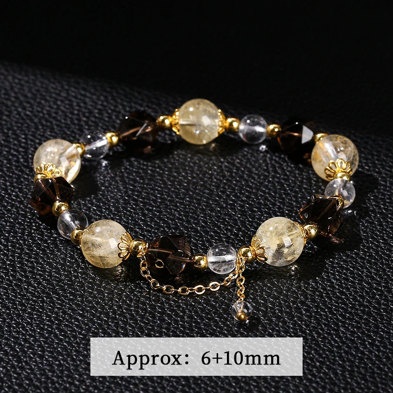 Natural Citrine Smoky Quartz Faceted Shape Beads Strand Bracelet Women Bohemia Handmade Healing Chain Bangles Party Gifts - Image 5