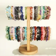 Natural Crystal Stone Seven Chakra Irregular Energy Bracelet Women Men Healing Amethyst Fluorite Chip Strand Bracelet Mineral Jewelry