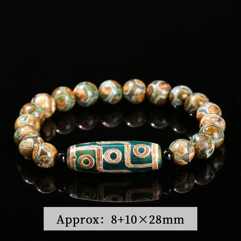 Natural Green Nine Eyes Tibetan Dzi Agate Barrel Beads Bracelet Women Men Retro Healing Buddha Prayer Charm Yoga Jewelry Gift - Image 5