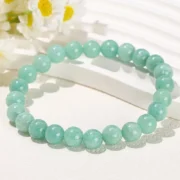Natural Myanmar Green Jade Beaded Bracelets Women Luxury Jadite Single Circle Handmade Stretch Bangles Energy Healing Jewelry