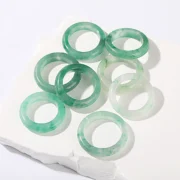 Natural Stone African Green Dulong Jade Carved Crystal Band Rings Women Men Vintage Energy Healing Finger Rings Friend Gifts