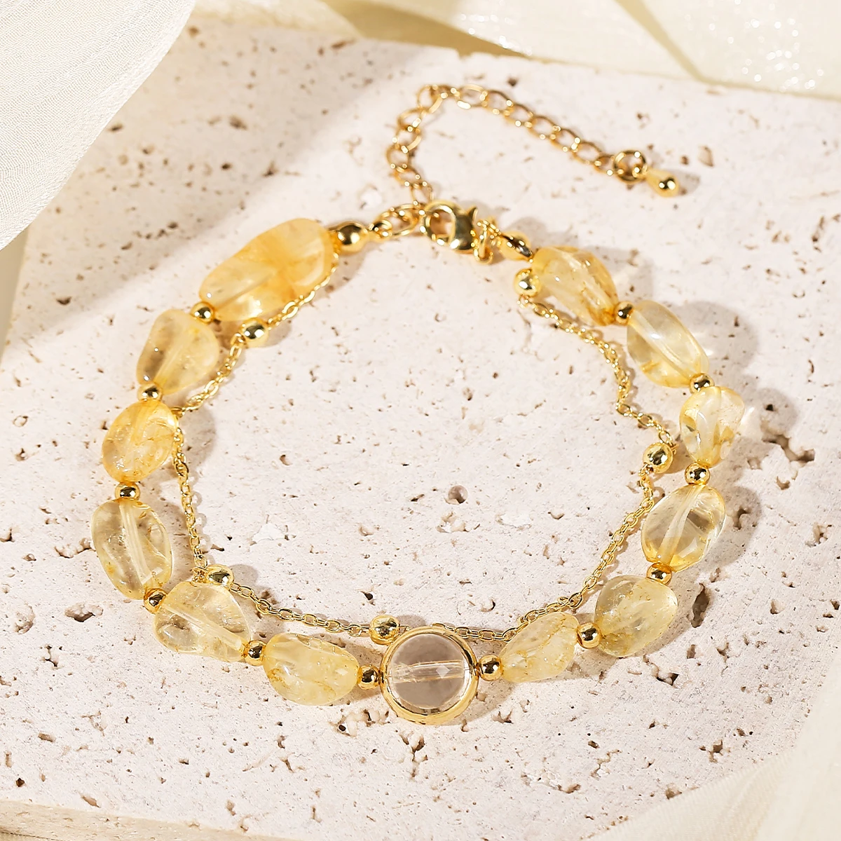 Natural Stone Citrine Irregular Bead Lucky Wealth Bracelets Women Fashion Healing Crystal Chain Bracelet Female Party Gifts