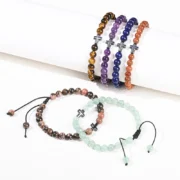 Natural Stone Cross Braided Bracelet Women Men Minimalist Adjustable Christian Jesus Bless Cross Bracelets Friendship Gifts