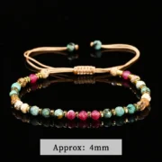 Natural Stone Faceted Africa Turquoises Colored Chalcedony Braided Bracelet Women Handmade Rope Adjustable Jewelry Gift
