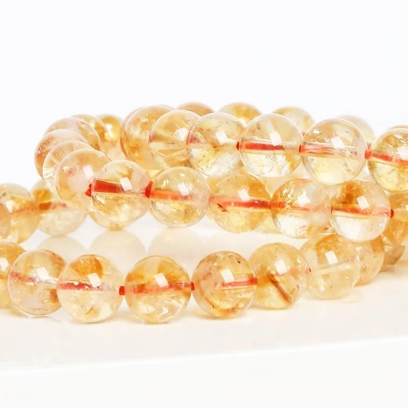 Natural Stone Golden Citrine Beaded Bracelets Men Women Yellow Quartz Reiki Healing Strand Bangles Fashion Wristband Jewelry - Image 3