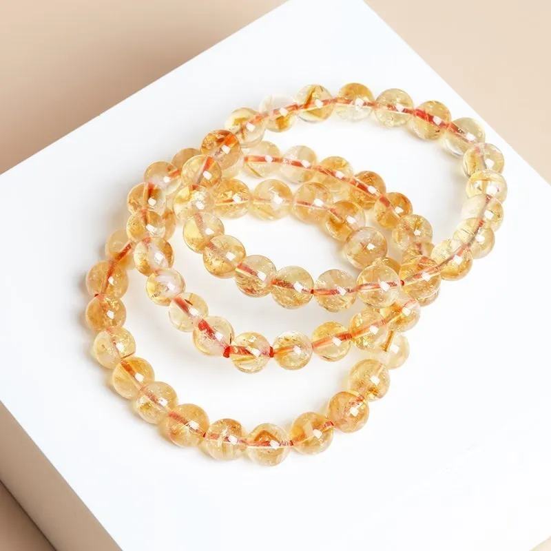 Natural Stone Golden Citrine Beaded Bracelets Men Women Yellow Quartz Reiki Healing Strand Bangles Fashion Wristband Jewelry - Image 4