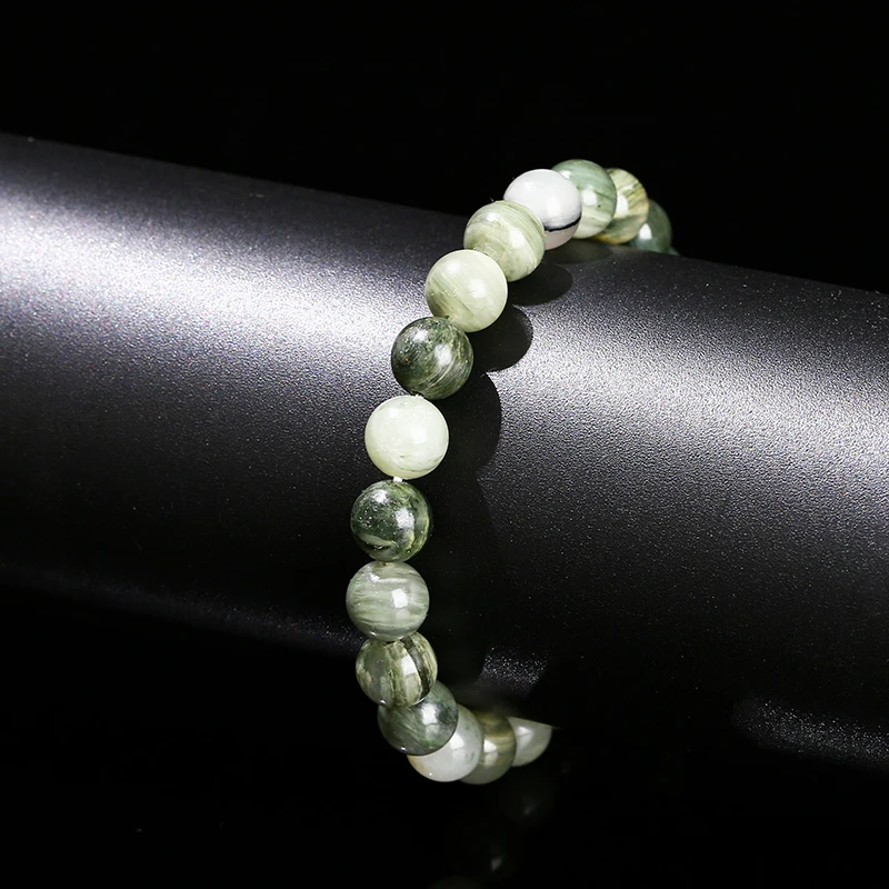 Natural Gemstone Green Jasper Round Bead Bracelet Women Men Trendy Single Circle Stretch Bracelet Yoga Balance Jewelry Gift - Image 4