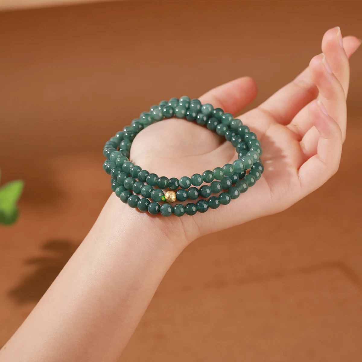 Natural Stone Guatemala Jadeite Buddha Bead Multi-Layer Bracelets Women Men Vintage All Match Yoga Meditation Elastic Necklaces