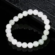 Natural Stone Ice Green Jade Round Bead Bracelets Women Fashion Simple Single Circle Stretch Rope Bracelet Yoga Healing Gift