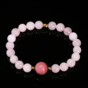 Natural Stone Pink Quartz With Rhodonite Bead Bracelet Women Simple Design Handmade Stretch Bracelet Reiki Healing Party Gift