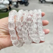 Natural Stone Rock Quartz Irregular Square Bead Bracelet Women Reiki Healing Crystal Stretch Bangles Yoga Jewelry Female