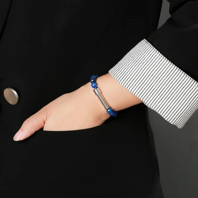 Natural Stone Stainless Steel Tube Secret Message Bracelet Women Men Cool Can Place Notes Mineral Friendship Couples Wishing Jewelry - Image 3