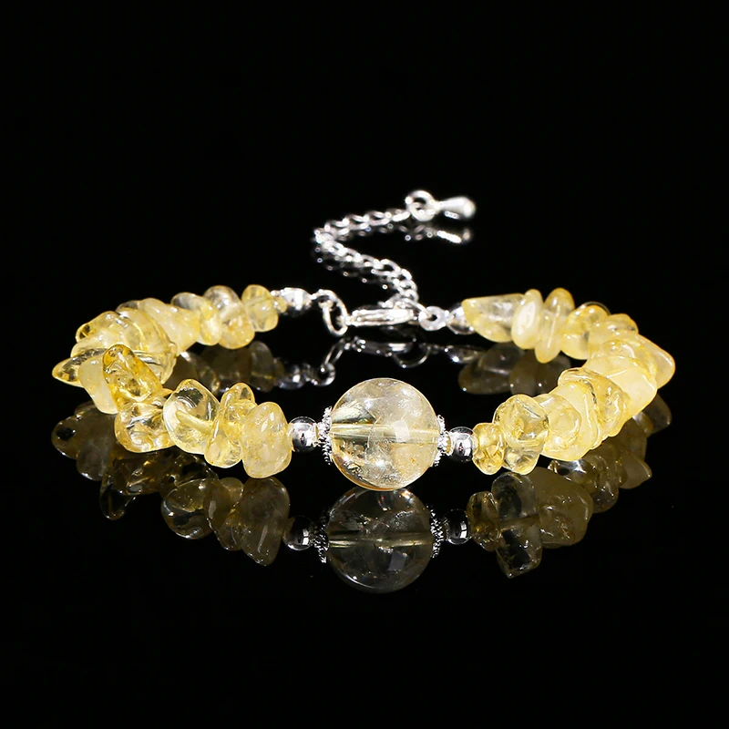 Natural Stone Strawberry Quartz Amethyst Gravel Chip Bead Lucky Chain Bracelet Women Reiki Healing Handmade Crystal Jewelry - Image 2