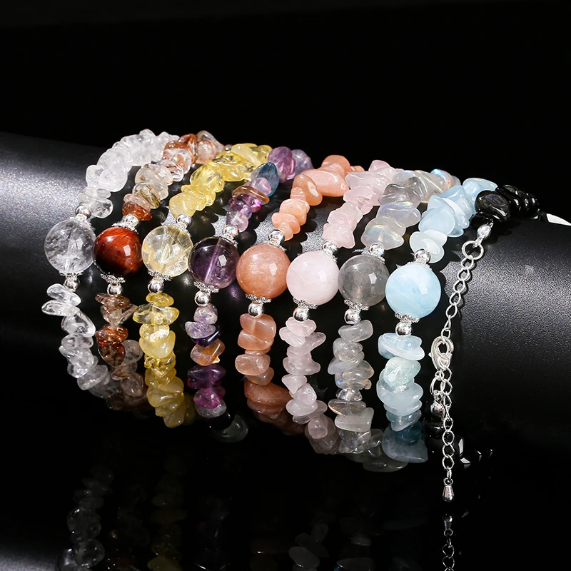 Natural Stone Strawberry Quartz Amethyst Gravel Chip Bead Lucky Chain Bracelet Women Reiki Healing Handmade Crystal Jewelry - Image 4