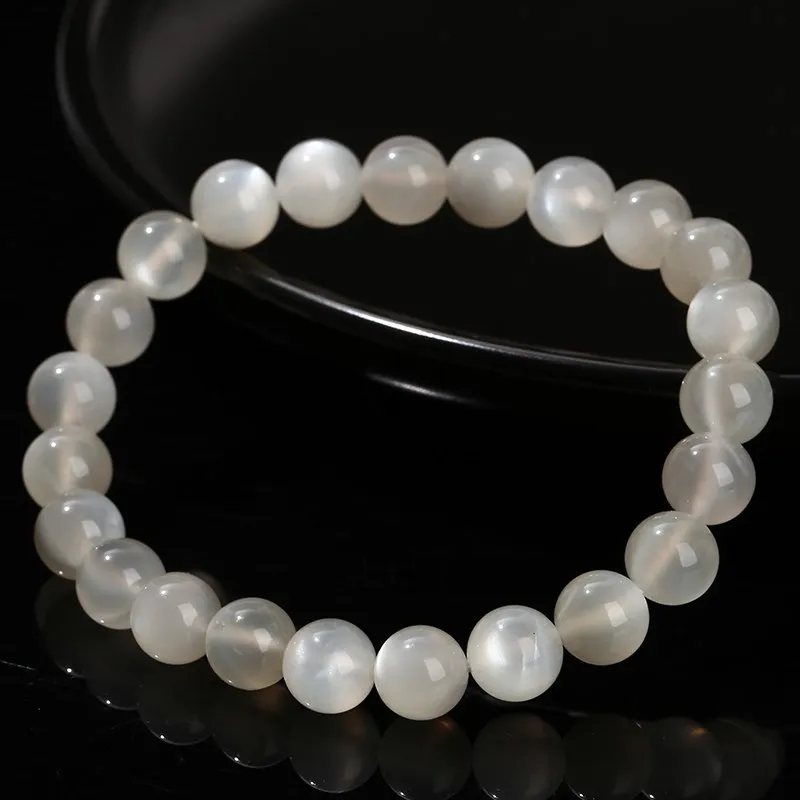 Natural Stone White Moonstone Beaded Bracelet Women Fashion Shiny Prayer Yoga Mala Prayer Balance Bangles Girlfriend Gifts - Image 2