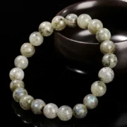 Natural White Spectrolite Stone Round Bead Strand Bracelet for Women Men Charm Labradorite Irisation Stretch Bangles Couple Gift