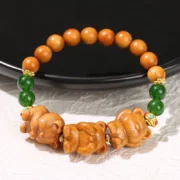 Natural Wooden Sandalwood Cartoon Three Bears Cute Bracelet Women Men Buddha No Listen Say Look Prayer Yoga Bracelet Gift