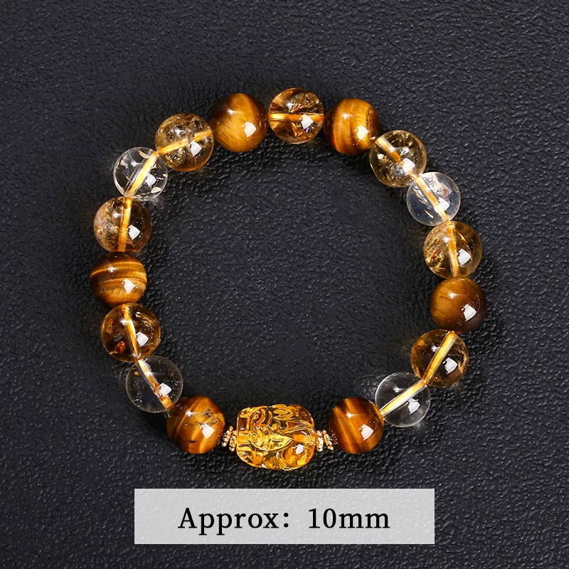 Natural Yellow Tiger Eye Stone Citrine Beeswax Pixiu Wealth Lucky Bracelet Women Men New Design Handmade Feng Shui Jewelry - Image 5