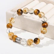 Natural Yellow Tiger Eye Stone Golden Quartz Mixed Wealth Lucky Bead Bracelet Women Men Lucky Bead Stretch Bangles Jewelry