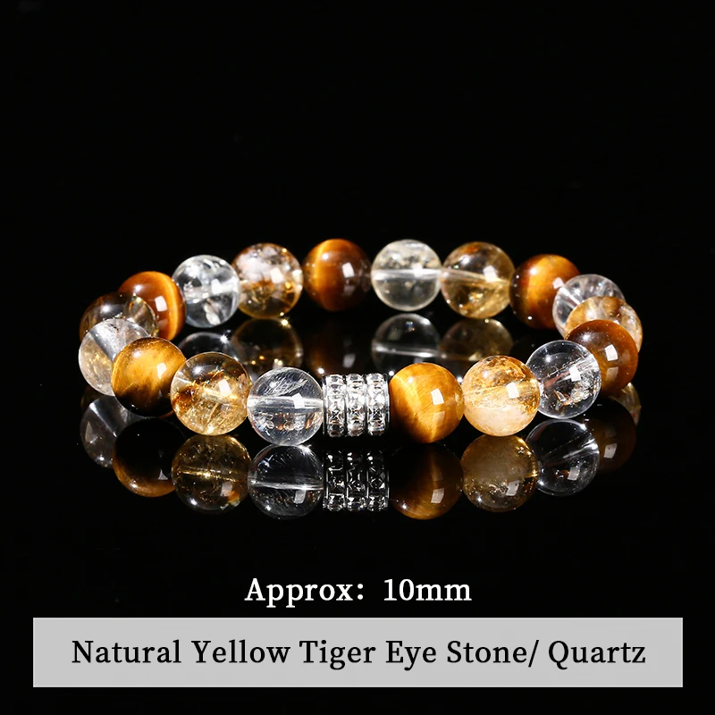 Natural Yellow Tiger Eye Stone Golden Quartz Mixed Wealth Lucky Bead Bracelet Women Men Lucky Bead Stretch Bangles Jewelry - Image 5
