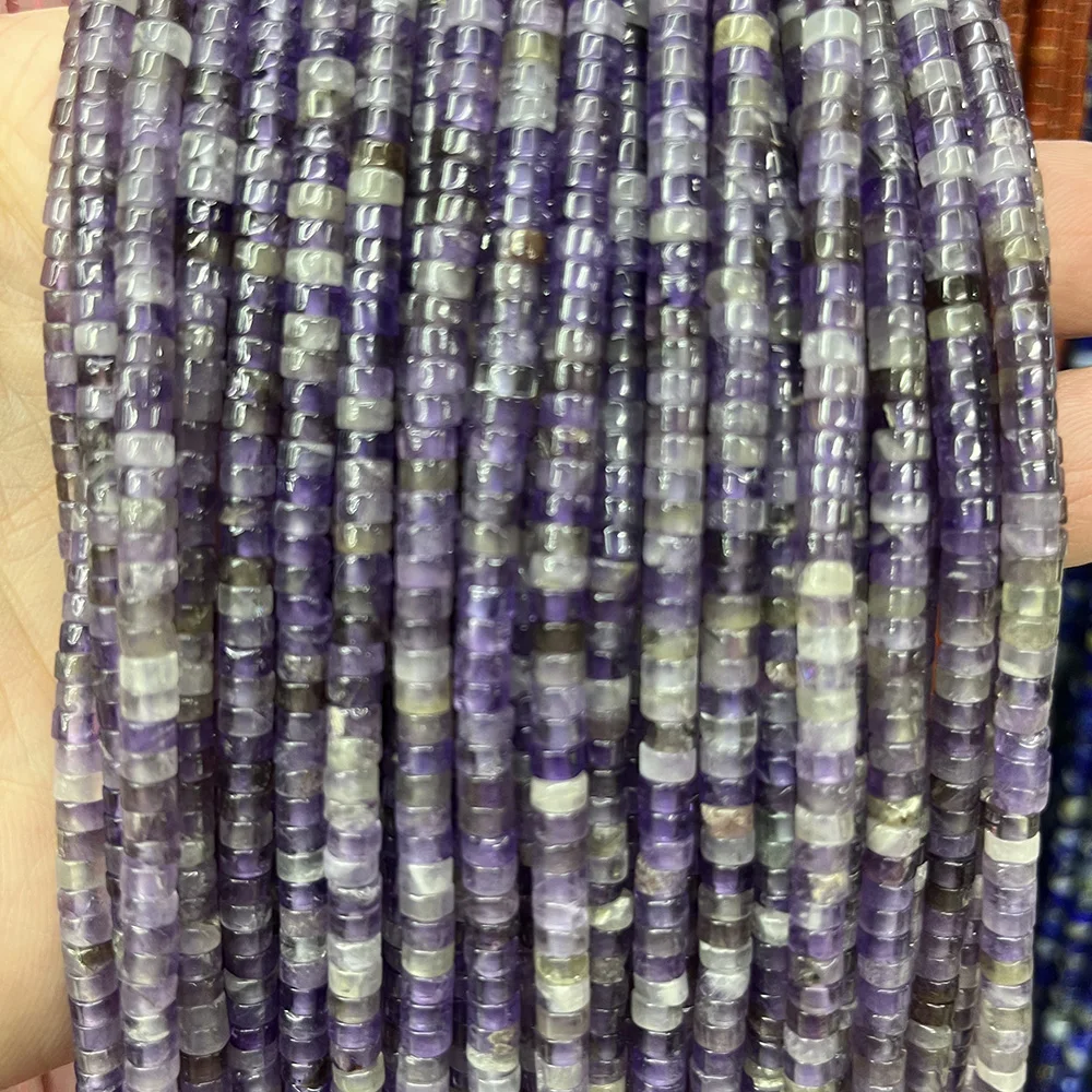 4x2mm Natural Stone Rondelle Beads Amethyst Flat Disc Round Crystal Bead Jewelry Making Charm Bracelet Necklace - Image 3