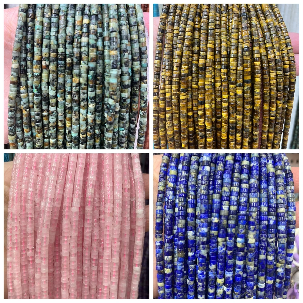 4x2mm Natural Stone Rondelle Beads Amethyst Flat Disc Round Crystal Bead Jewelry Making Charm Bracelet Necklace