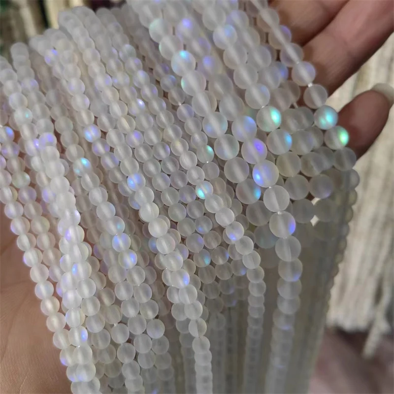 Matte Aurora Crystal Glass Beads Frosted Mystic Aura Mermaid Beads Round Moonstones for Bracelet Necklace Jewelry Making DIY - Image 4