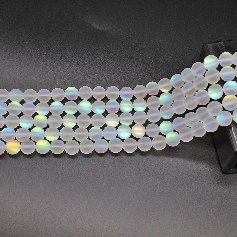 Matte Aurora Crystal Glass Beads Frosted Mystic Aura Mermaid Beads Round Moonstones for Bracelet Necklace Jewelry Making DIY - Image 6