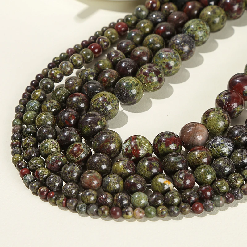 Natural Dragon Bloodstone Bead Charm Round Loose Spacer Bead 4 6 8 10mm Pick Size For Jewelry Making Diy Necklace Bracelet - Image 4