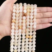 Natural Stone Afghnistan Flower Chalcedony Beads Round Loose Spacer Bead for Jewelry Making DIY Bracelet Necklace Accessories