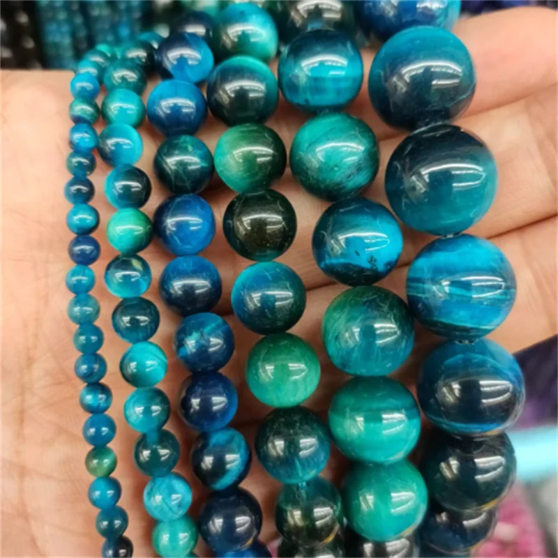Natural Stone Beads Royal Blue Tiger Eye Round Loose Beads Diy Charm Bracelet Earrings for Jewelry Making 15" Strand 4/6/8/10/mm