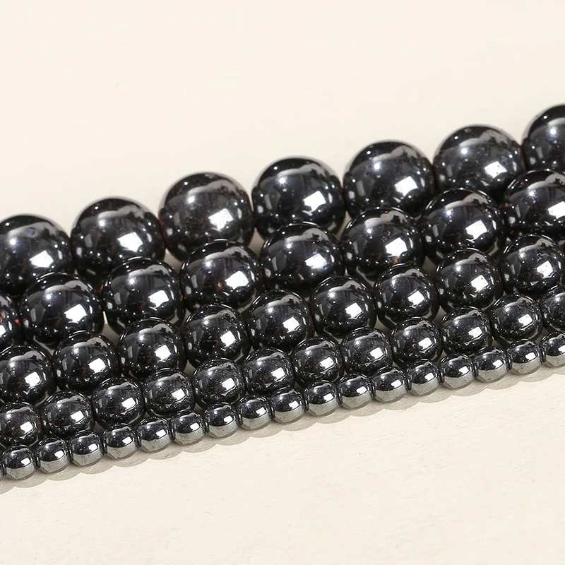 Natural Stone Black Hematite Round Loose Spacer Beads 6 8 10mm For Jewelry Making Diy Bracelet Necklace Accessory Findings - Image 3