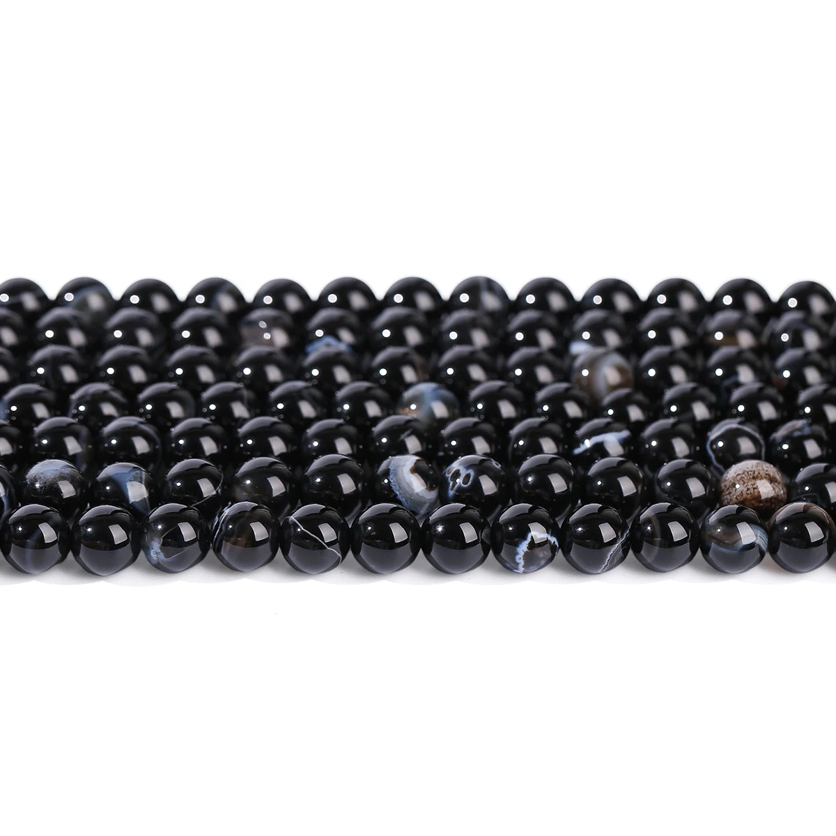 Natural Stone Black Striped Agate Bead Round Loose Spacer Beads 4 6 8 10mm for Jewelry Making DIY Bracelet Necklace Accessories