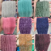 Natural Stone Faceted Tourmaline Amethyst Citrine Bead Loose Spacer 2 3 4mm for Jewelry Making DIY Bracelet Necklace Accessories