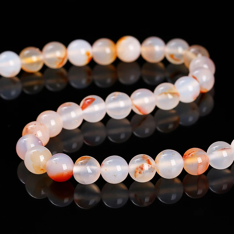 Natural Stone Red Plants Agate Bead Round Loose Spacer Bead For Jewlery Making Diy Bracelet Necklace Accessory Findings 15" Inch - Image 5