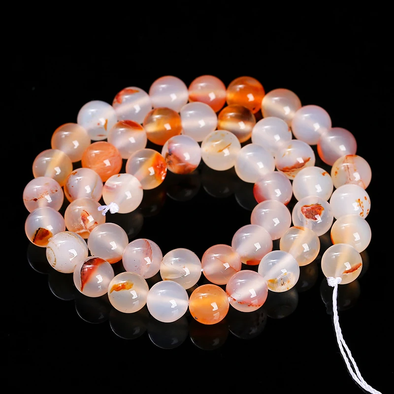 Natural Stone Red Plants Agate Bead Round Loose Spacer Bead For Jewlery Making Diy Bracelet Necklace Accessory Findings 15" Inch - Image 6