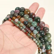 Natural stone Beads Indian Agate Stone 4 6 8 10 12mm Round Ball Loose Beads for Jewelry Making Necklace DIY Bracelets Accessory