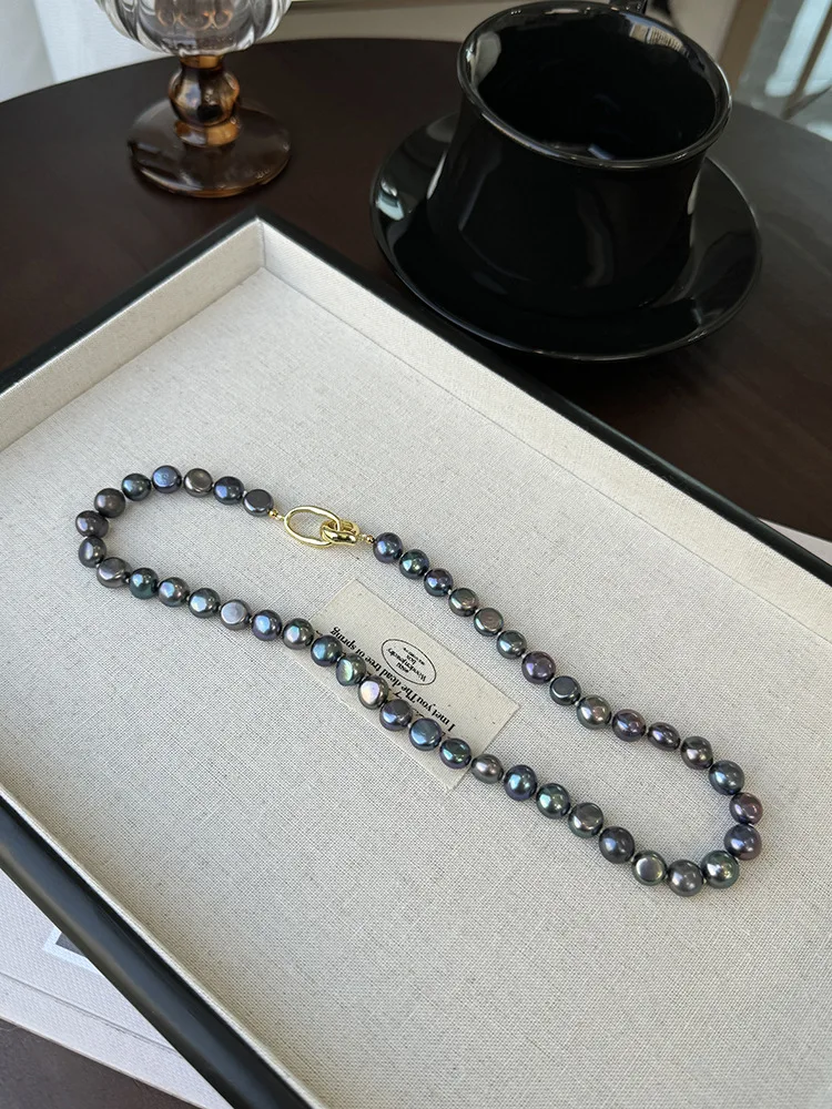 New Arrival Elegant Black Natural Freshwater Pearl 14K Gold Filled Female Beads Chain Necklace Jewelry For Women Birthday Gifts - Image 5