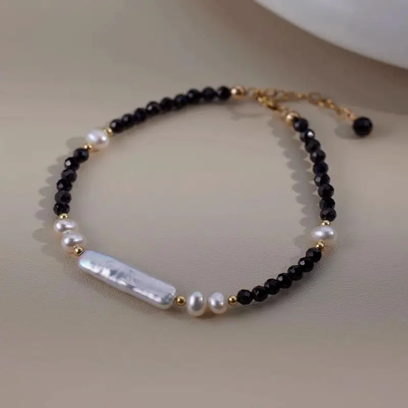 New Arrival Elegant Natural Baroque Freshwater Pearl & Black Crystal 14K Gold Filled Female Jewelry Set For Necklace Bracelet - Image 3