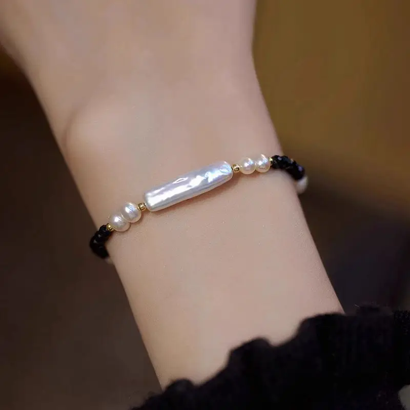 New Arrival Elegant Natural Baroque Freshwater Pearl & Black Crystal 14K Gold Filled Female Jewelry Set For Necklace Bracelet - Image 4