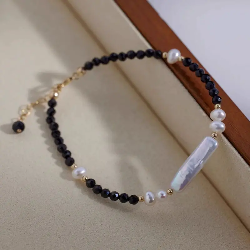 New Arrival Elegant Natural Baroque Freshwater Pearl & Black Crystal 14K Gold Filled Female Jewelry Set For Necklace Bracelet - Image 6