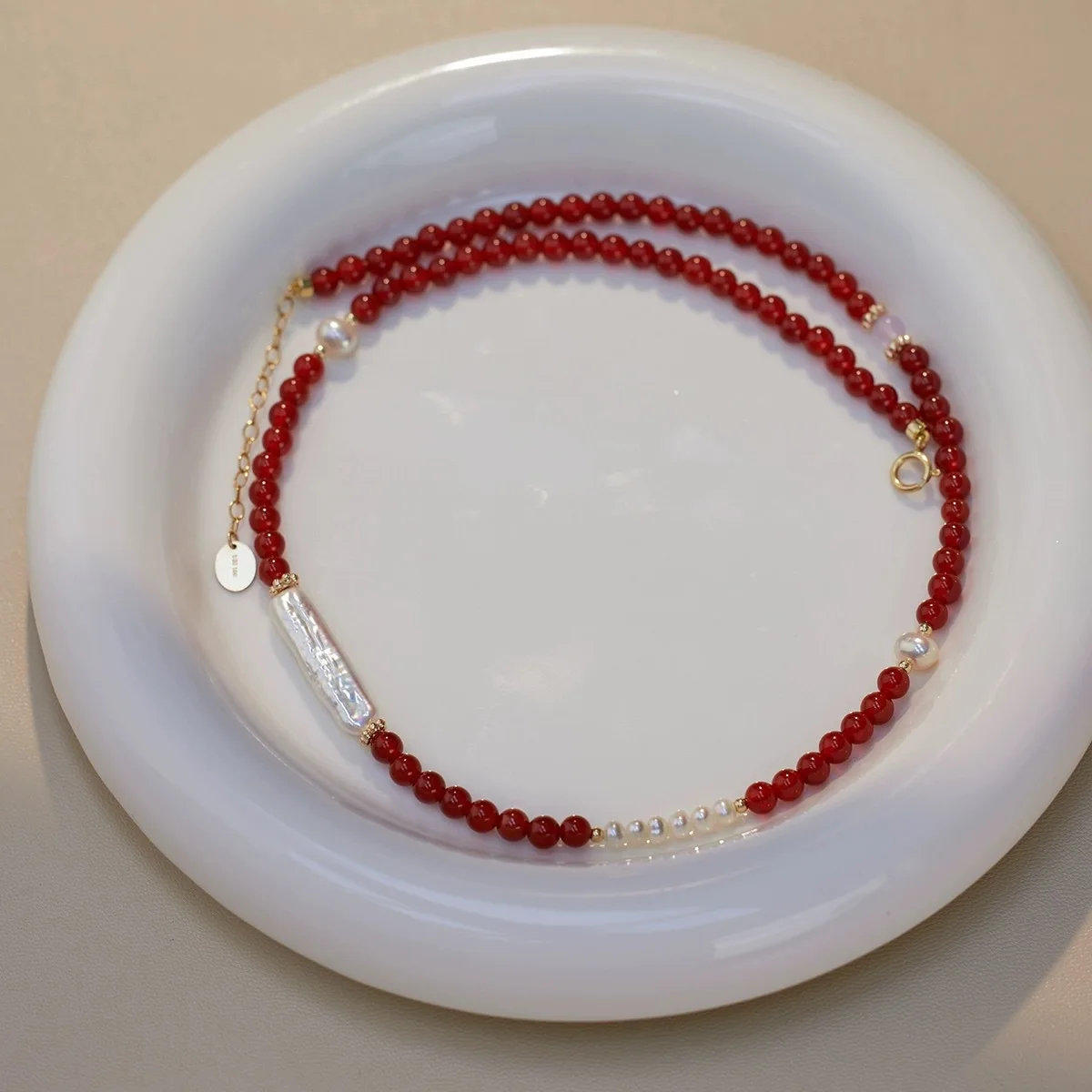 New Arrival Natural Freshwater Pearl & Red Agate 14K Gold Filled Female Jewelry Sets For Women Necklace Bracelet Birthday Gifts - Image 3